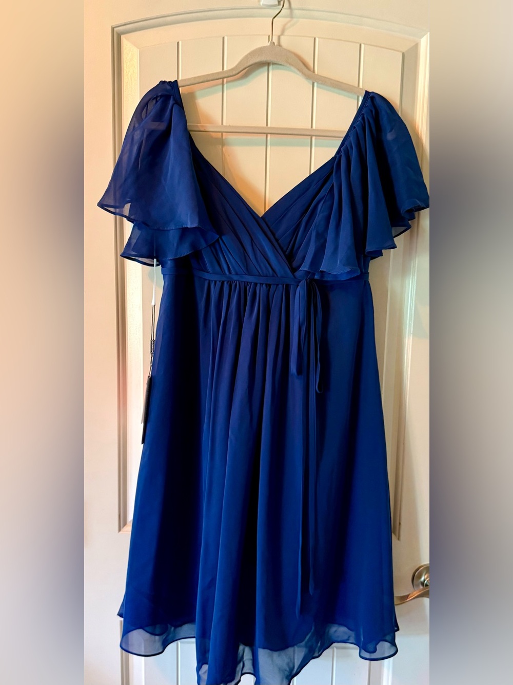 JJs House Navy Blue Empire Sweetheart Knee Length Chiffon Bridesmaid Dress NWT
